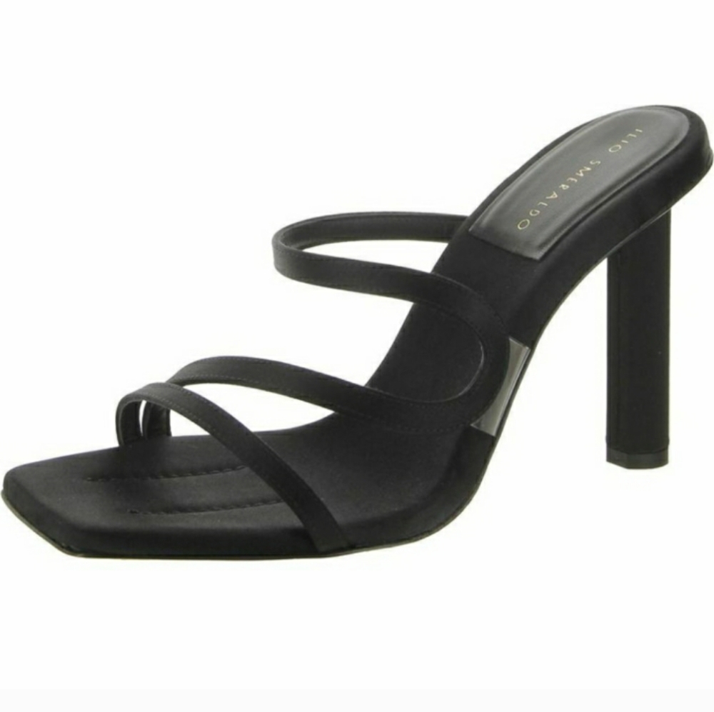 ILIO SMERALDO Maeve Black Slip On Open Toe Heel Shoes NWT Size 38